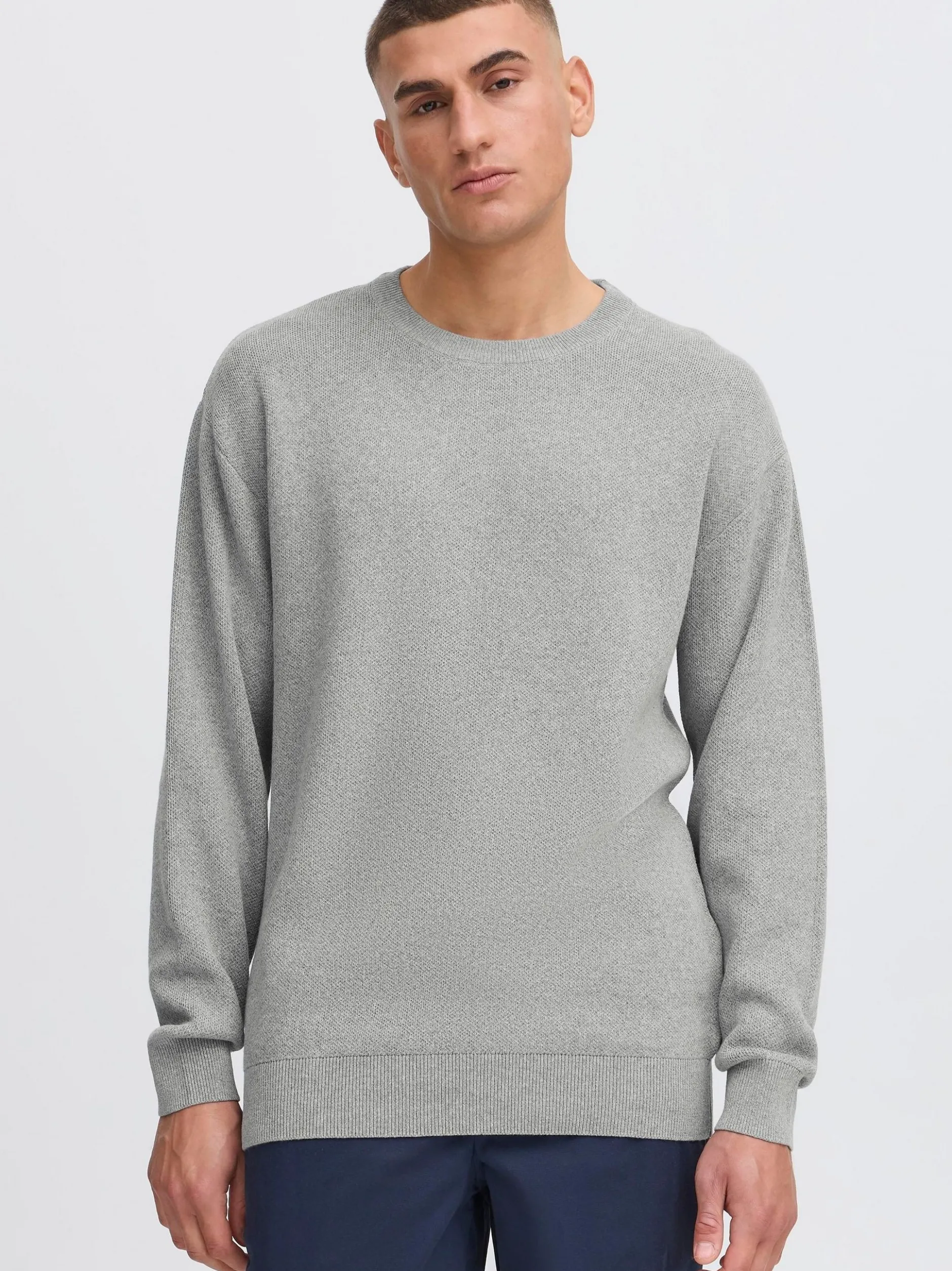 Solid Herren Strickpullover - SDFinnetado in grau