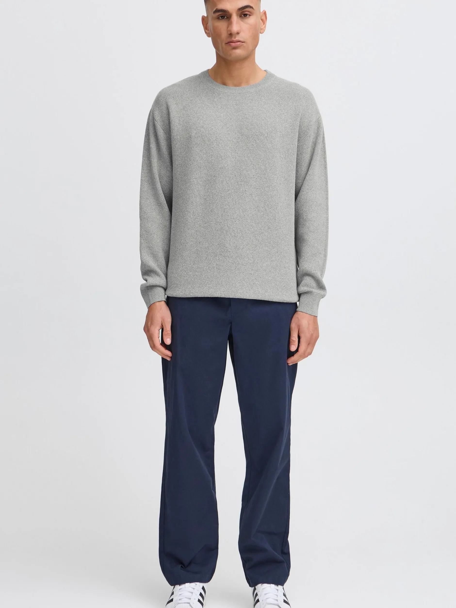 Solid Herren Strickpullover - SDFinnetado in grau