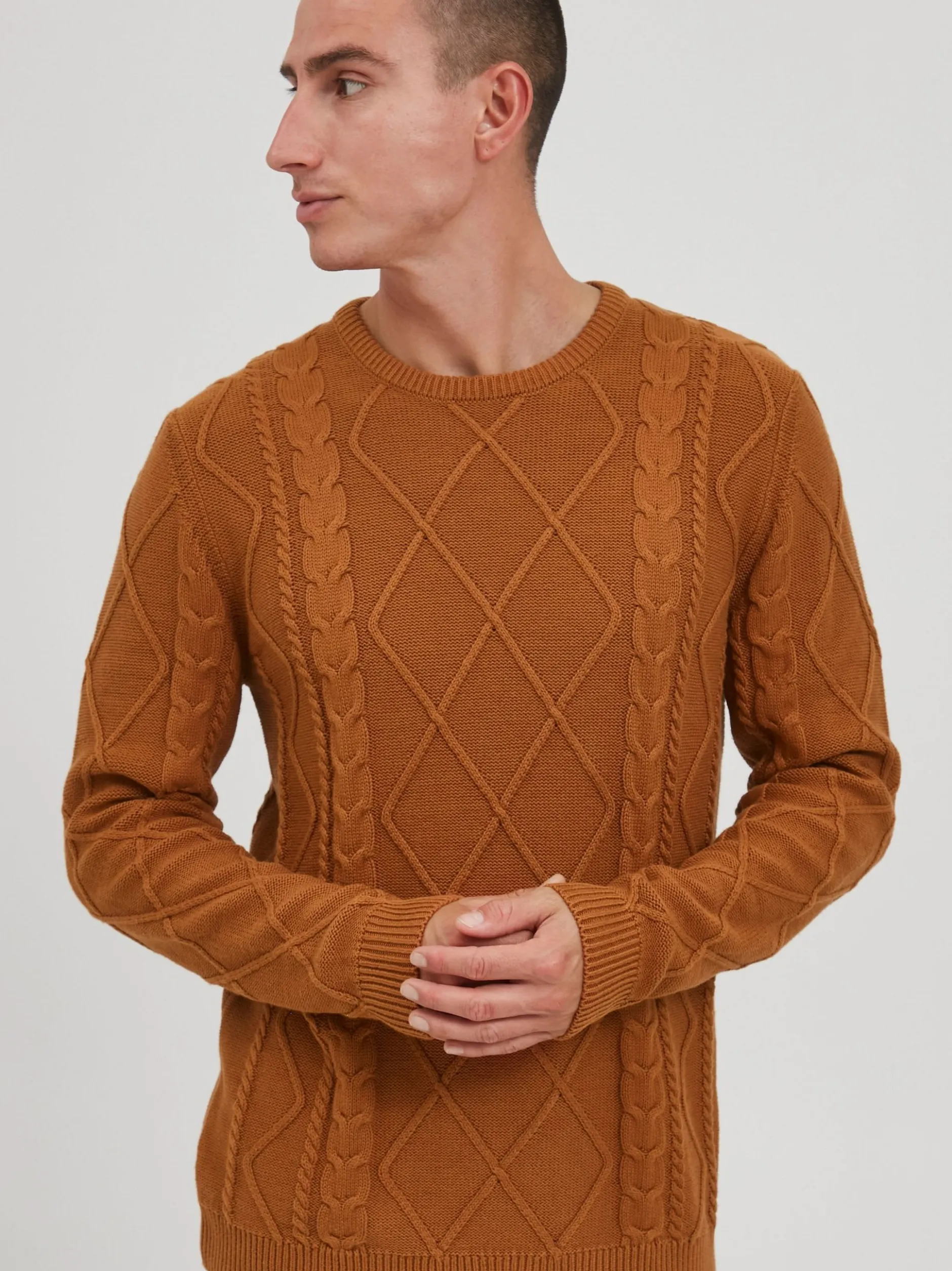 Solid Herren Strickpullover - SDTerence in braun