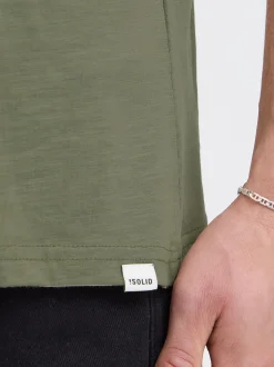 Solid Herren T-Shirt in grün - Ausschnitt: Rundhals