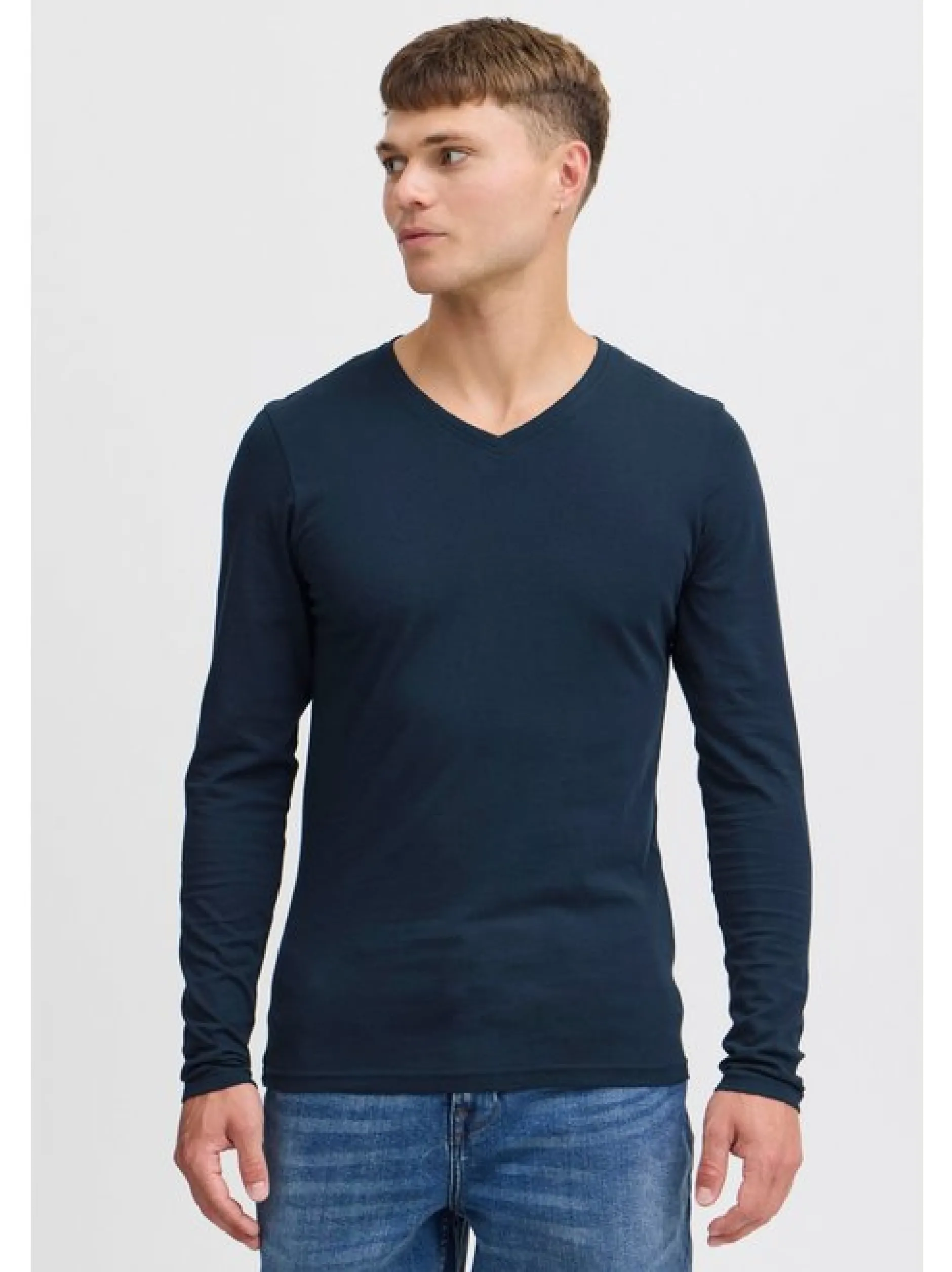 Solid Herren V-Shirt - SDBasil in blau