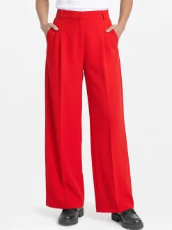 s.Oliver BLACK LABEL Damen Bundfaltenhose in rot