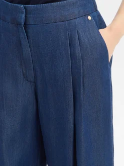 s.Oliver BLACK LABEL Damen Bundfaltenhose in denim