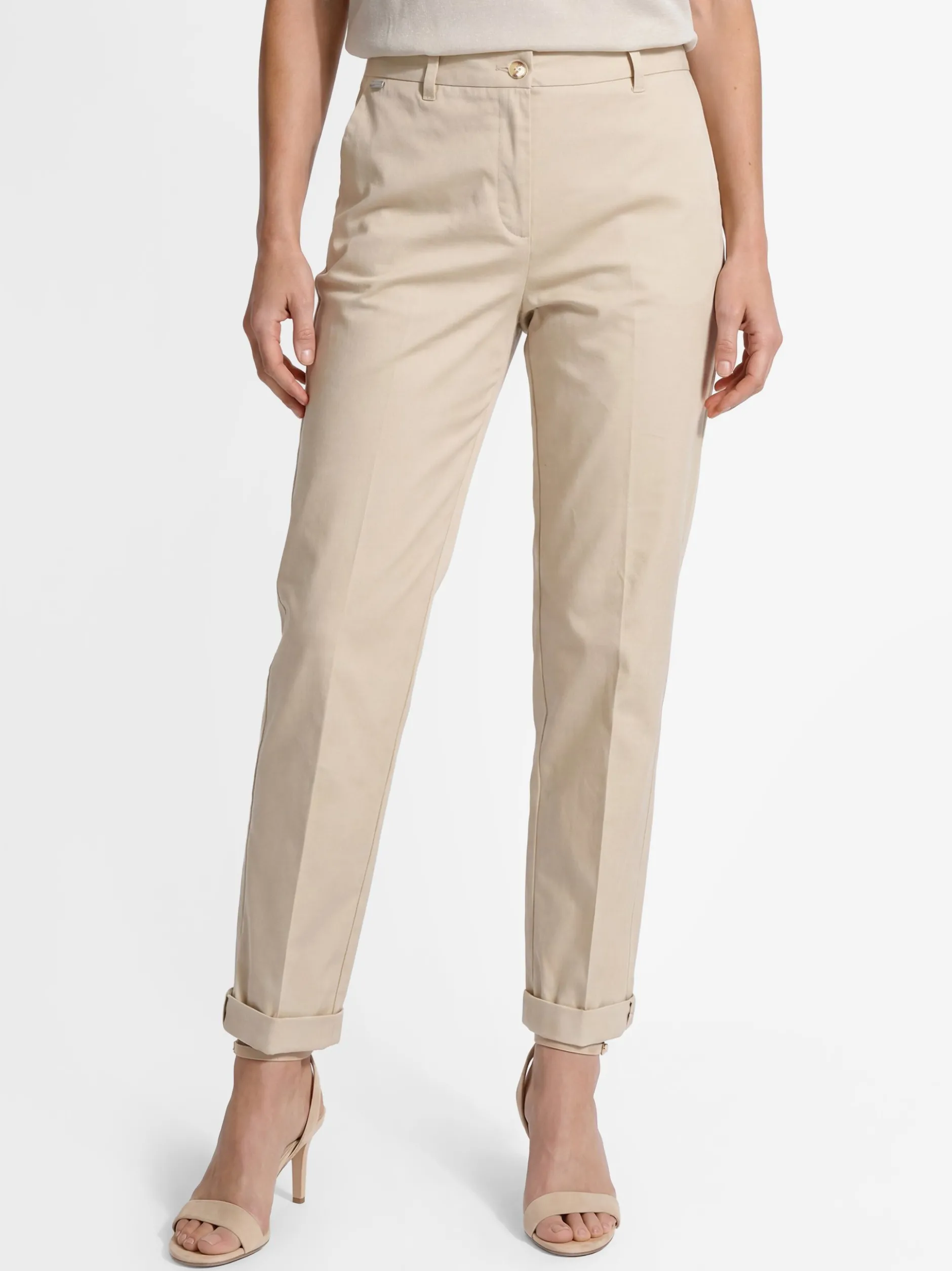 s.Oliver BLACK LABEL Damen Chino in beige - Länge: lang