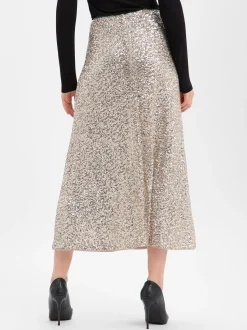 s.Oliver BLACK LABEL Damen Paillettenrock in silber
