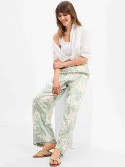 s.Oliver BLACK LABEL Damen Sommerhose in grün weiß