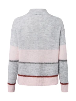 s.Oliver BLACK LABEL Damen Strickpullover mit Alpaka-Anteil in hellgrau rosa