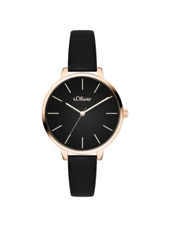 s.Oliver Damen Armbanduhr - Lovely Time in schwarz