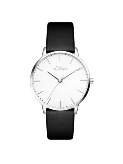 s.Oliver Damen Armbanduhr - Modern Basics in schwarz