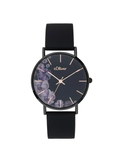 s.Oliver Damen Armbanduhr - Modern Statement in schwarz