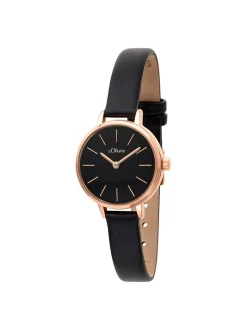 s.Oliver Damen Armbanduhr - Petite Time in schwarz