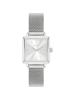 s.Oliver Damen Armbanduhr - Square Time in silber