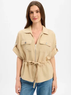 s.Oliver Damen Blazer-Jacke in melange - Ärmel: kurzarm