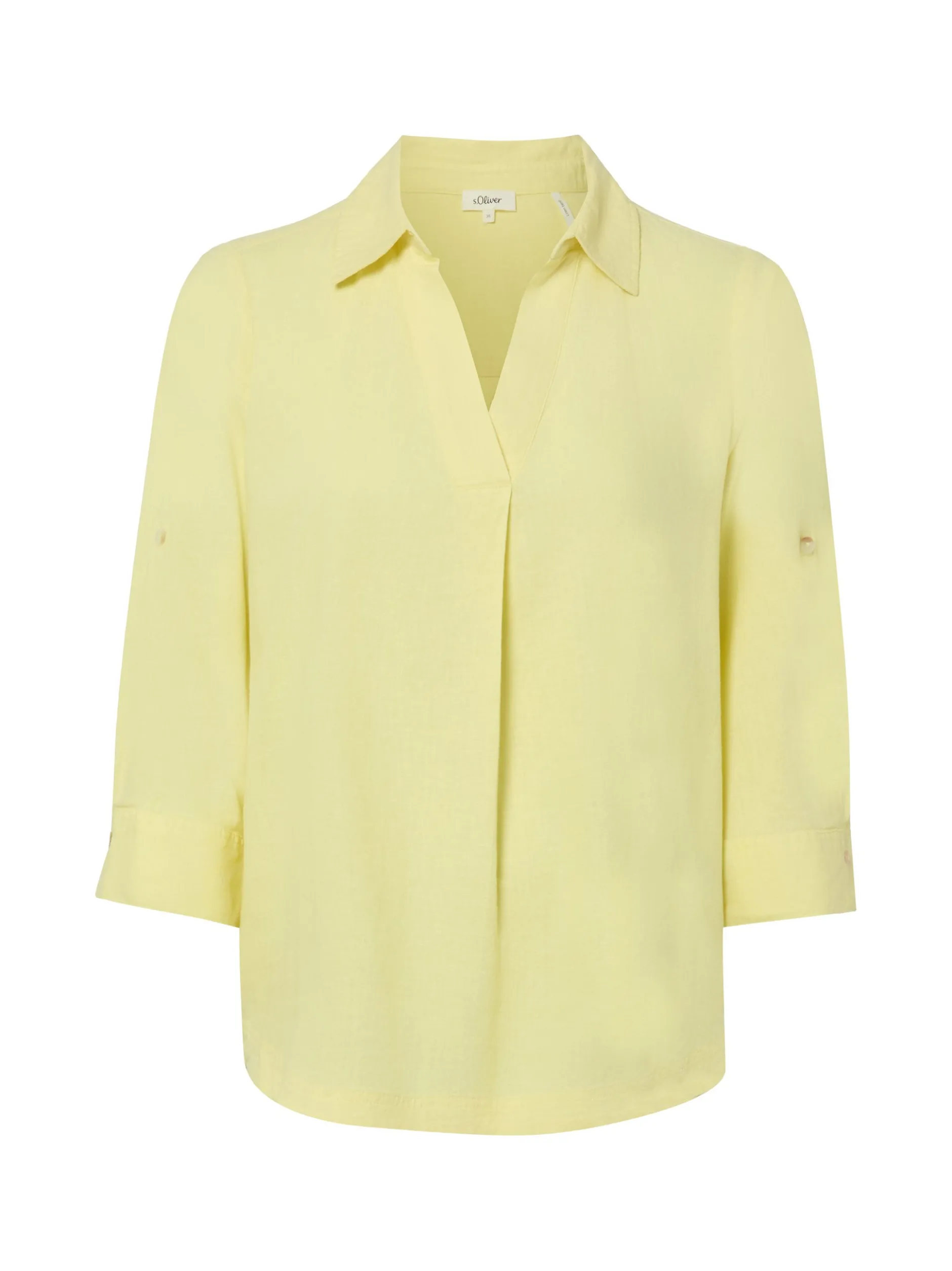 s.Oliver Damen Blusenshirt mit Leinen in zitrone