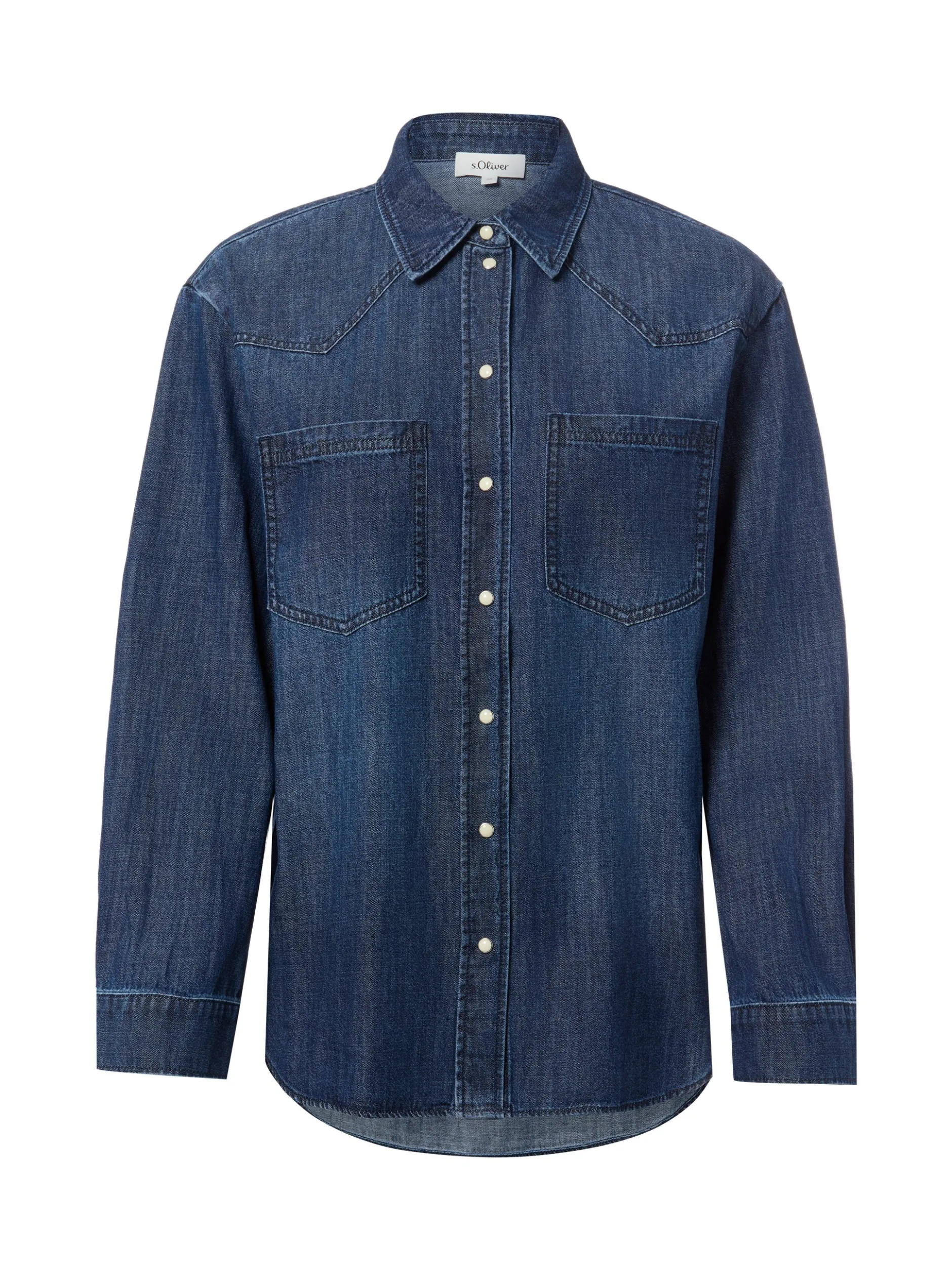 s.Oliver Damen Jeansbluse in denim - Ärmel: langarm