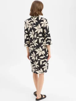 s.Oliver Damen Kleid in schwarz ecru - Ärmel: 3/4 Arm