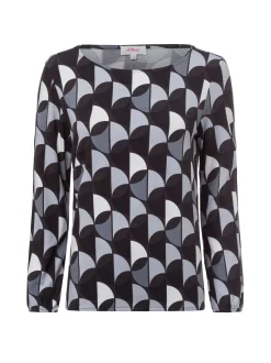 s.Oliver Damen Langarmshirt in anthrazit schwarz