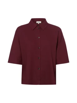 s.Oliver Damen Leinenbluse in bordeaux - Ärmel: Halbarm