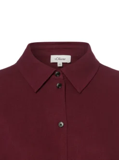 s.Oliver Damen Leinenbluse in bordeaux - Ärmel: Halbarm