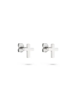 s.Oliver Damen Ohrstecker - Modern Cross in silber