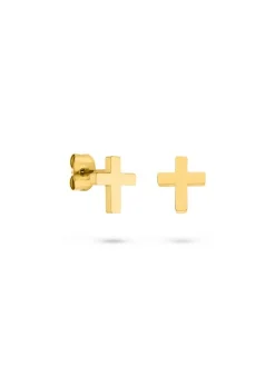 s.Oliver Damen Ohrstecker - Modern Cross in gold