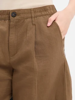 s.Oliver Damen Shorts mit Leinen-Anteil in khaki