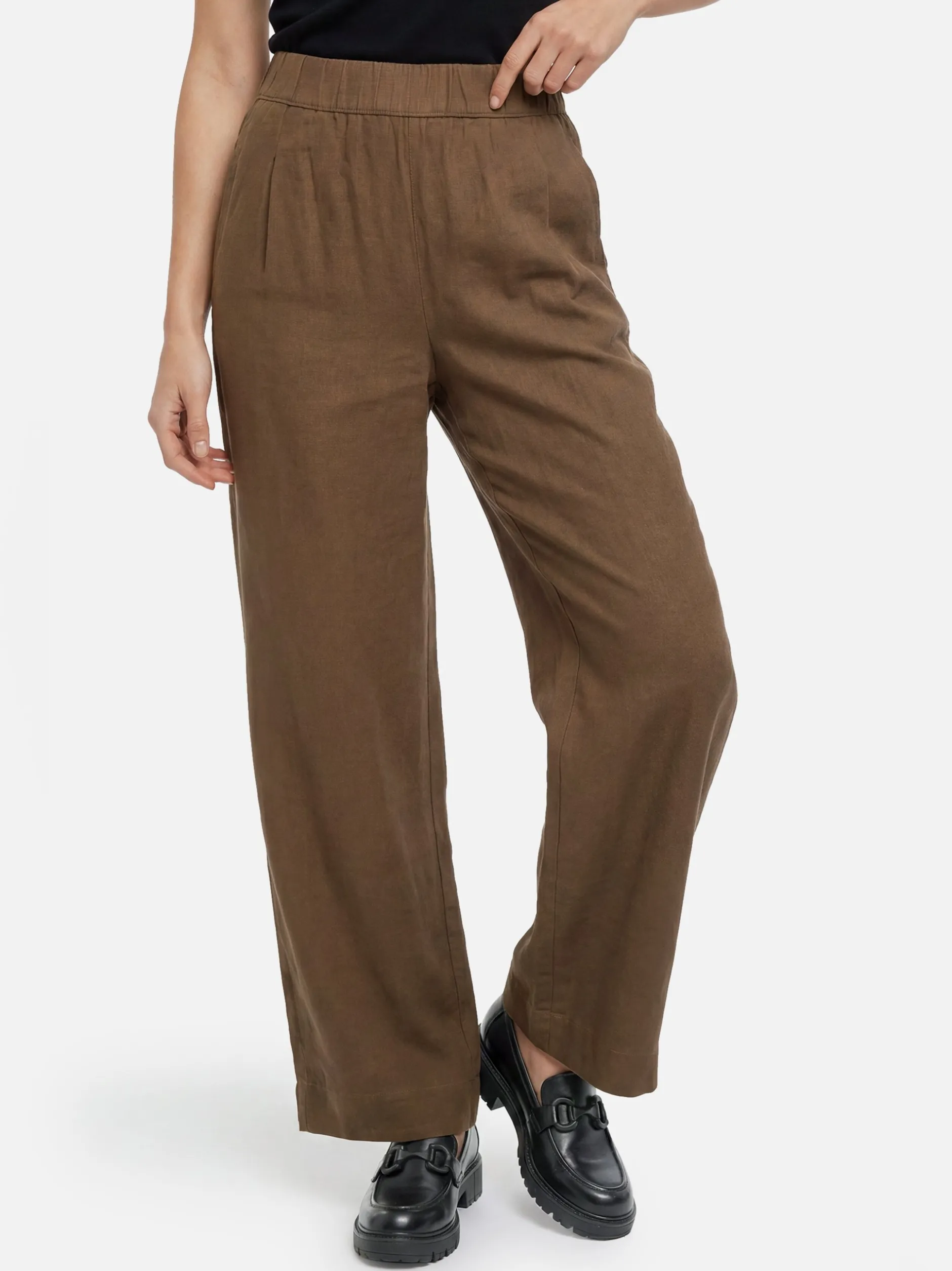 s.Oliver Damen Stoffhose mit Leinen in taupe