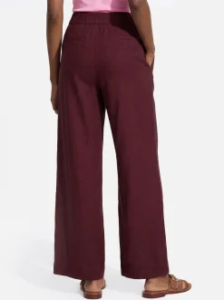 s.Oliver Damen Stoffhose mit Leinen in bordeaux