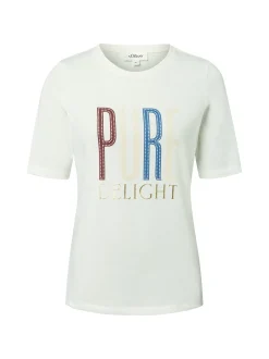 s.Oliver Damen T-Shirt in ecru mehrfarbig