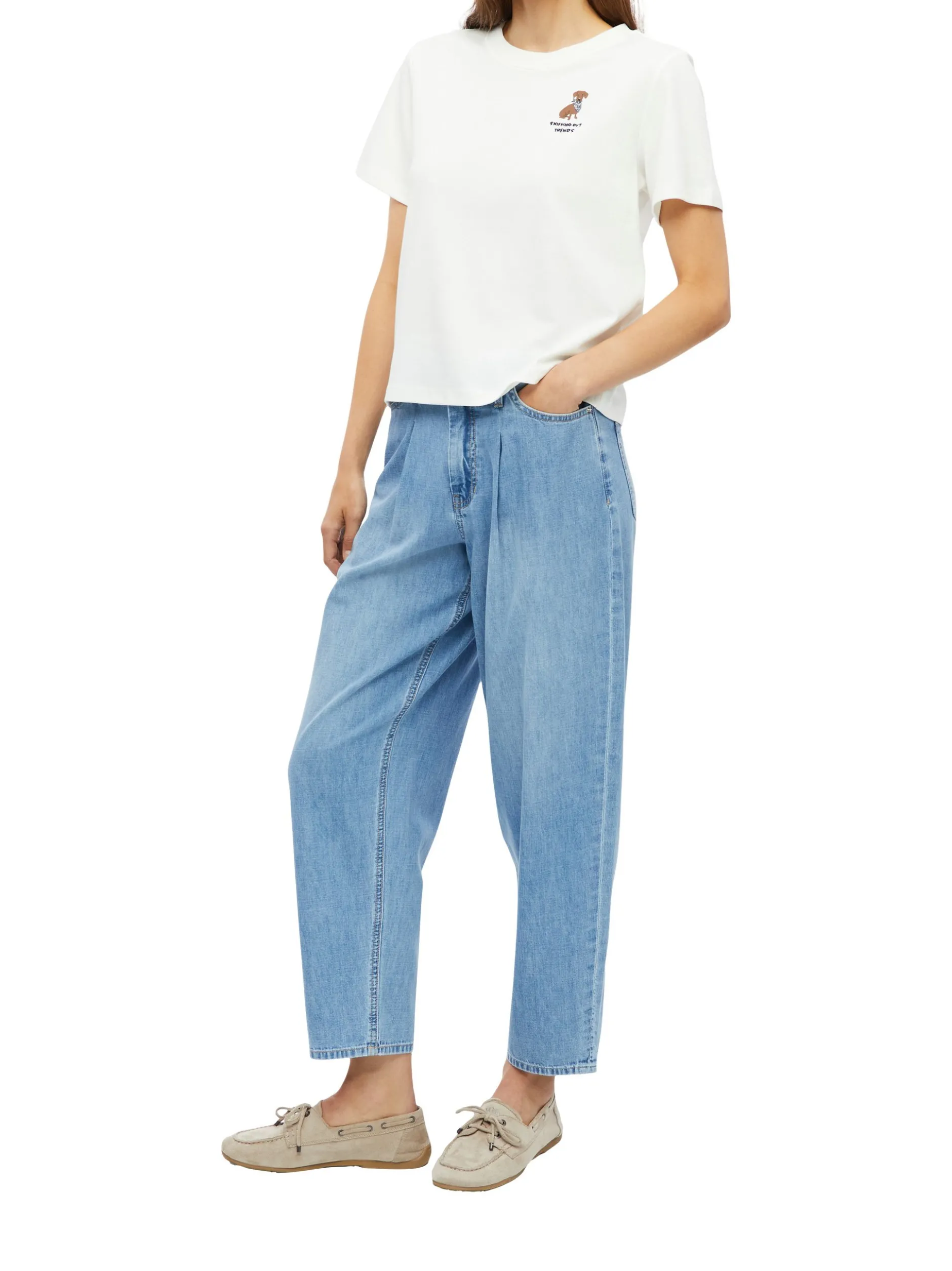 s.Oliver Damen T-Shirt in weiß - Ausschnitt: Rundhals