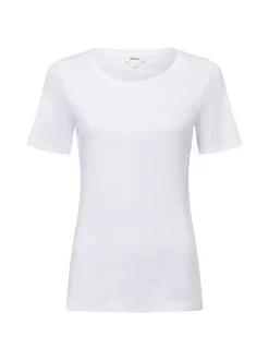 s.Oliver Damen T-Shirt in weiß - Ärmel: kurzarm