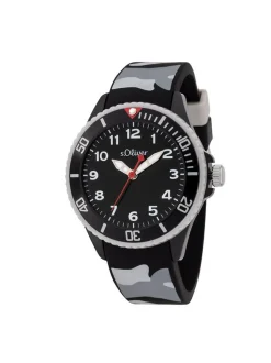 s.Oliver Jungen Armbanduhr - Camouflage in grau