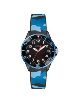 s.Oliver Jungen Armbanduhr - Camouflage in blau