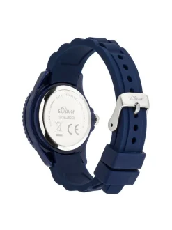 s.Oliver Jungen Armbanduhr - mit coolen Neon Details in blau