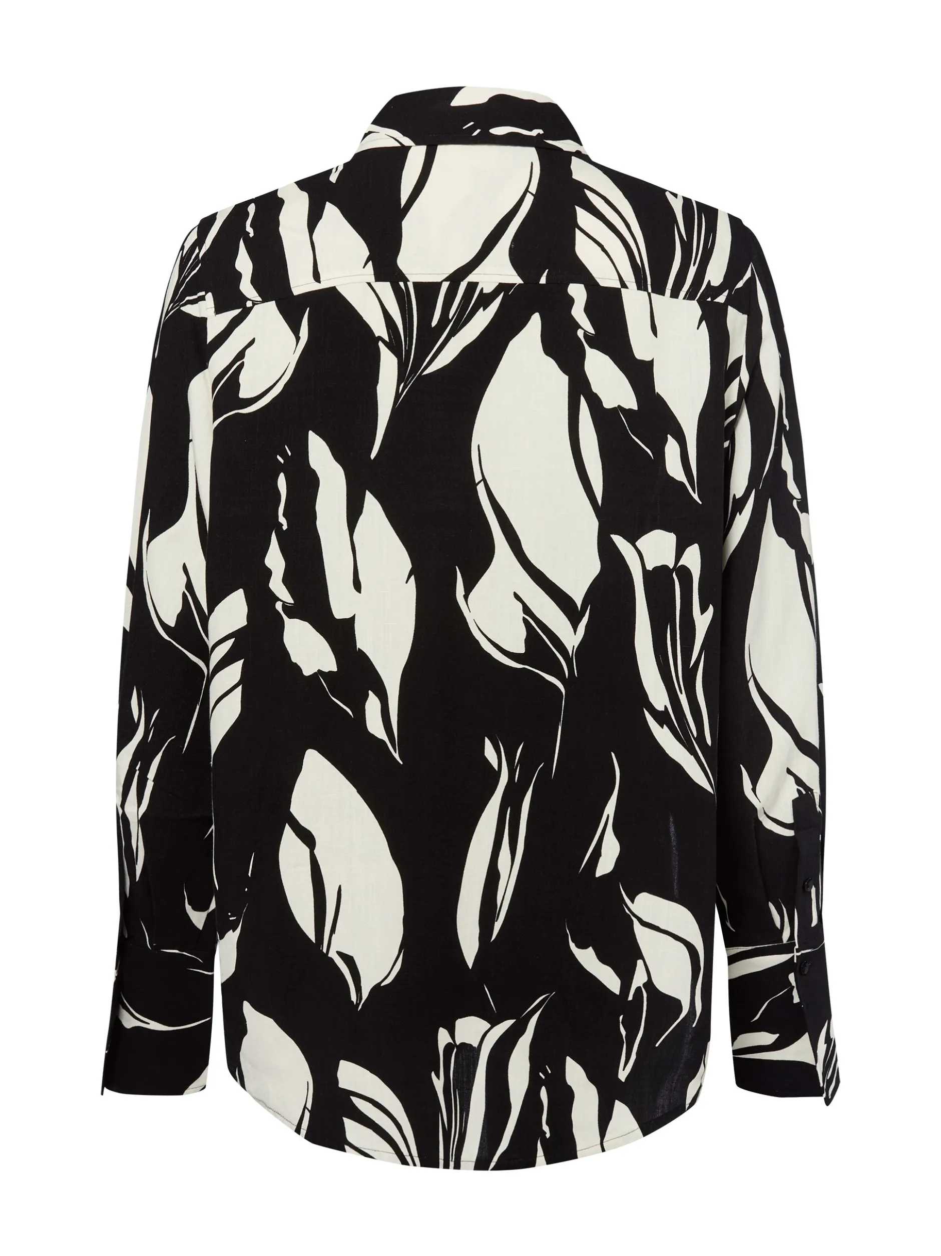 Someday Damen Hemdlbuse mit Leinen-Anteil - Zerlian floral in schwarz weiß