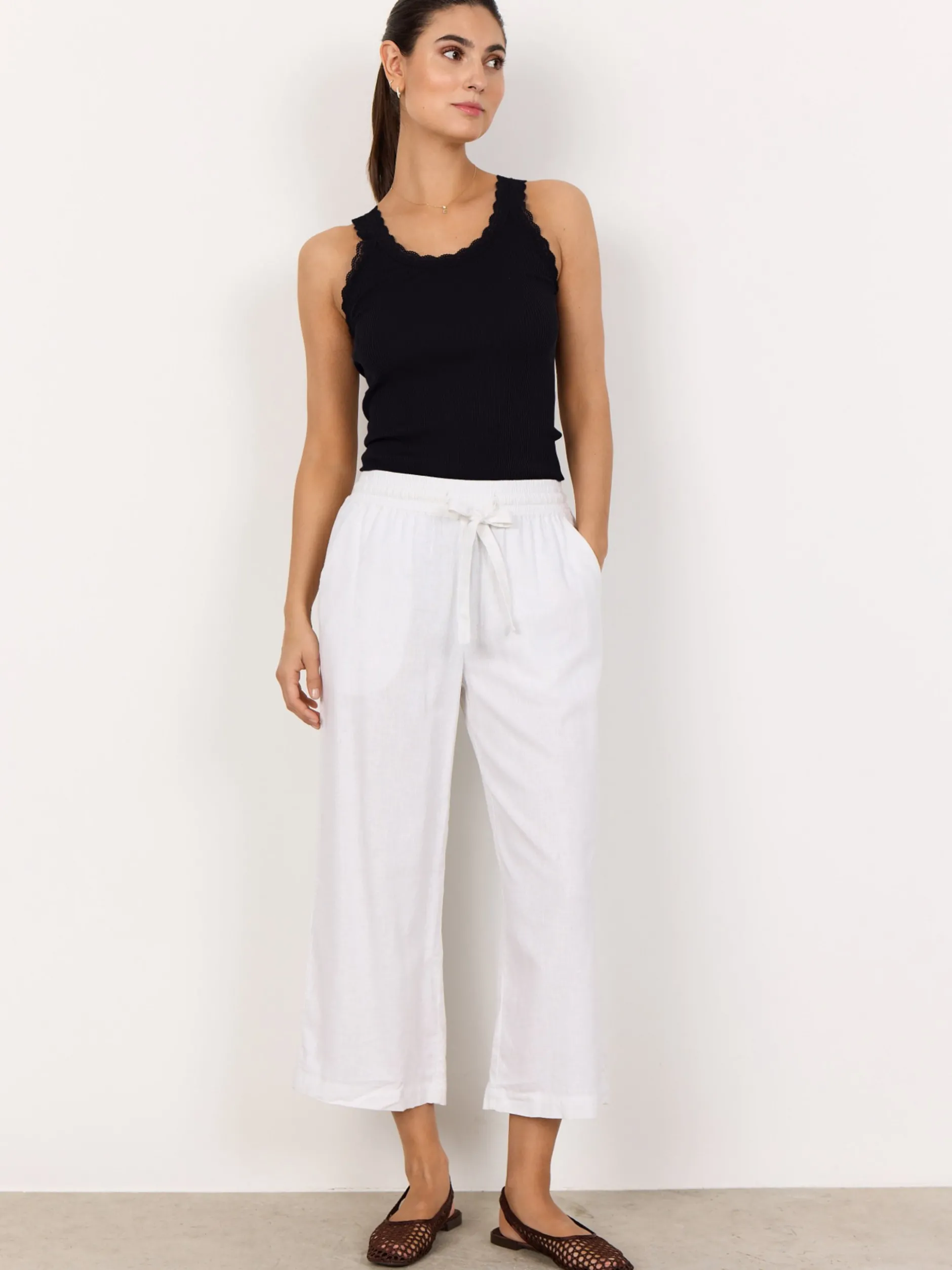 soyaconcept® Damen Hose mit Leinen-Anteil - SC-Ina in weiß
