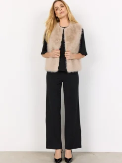soyaconcept® Damen Kunstfell-Weste - SC-Naida in kitt