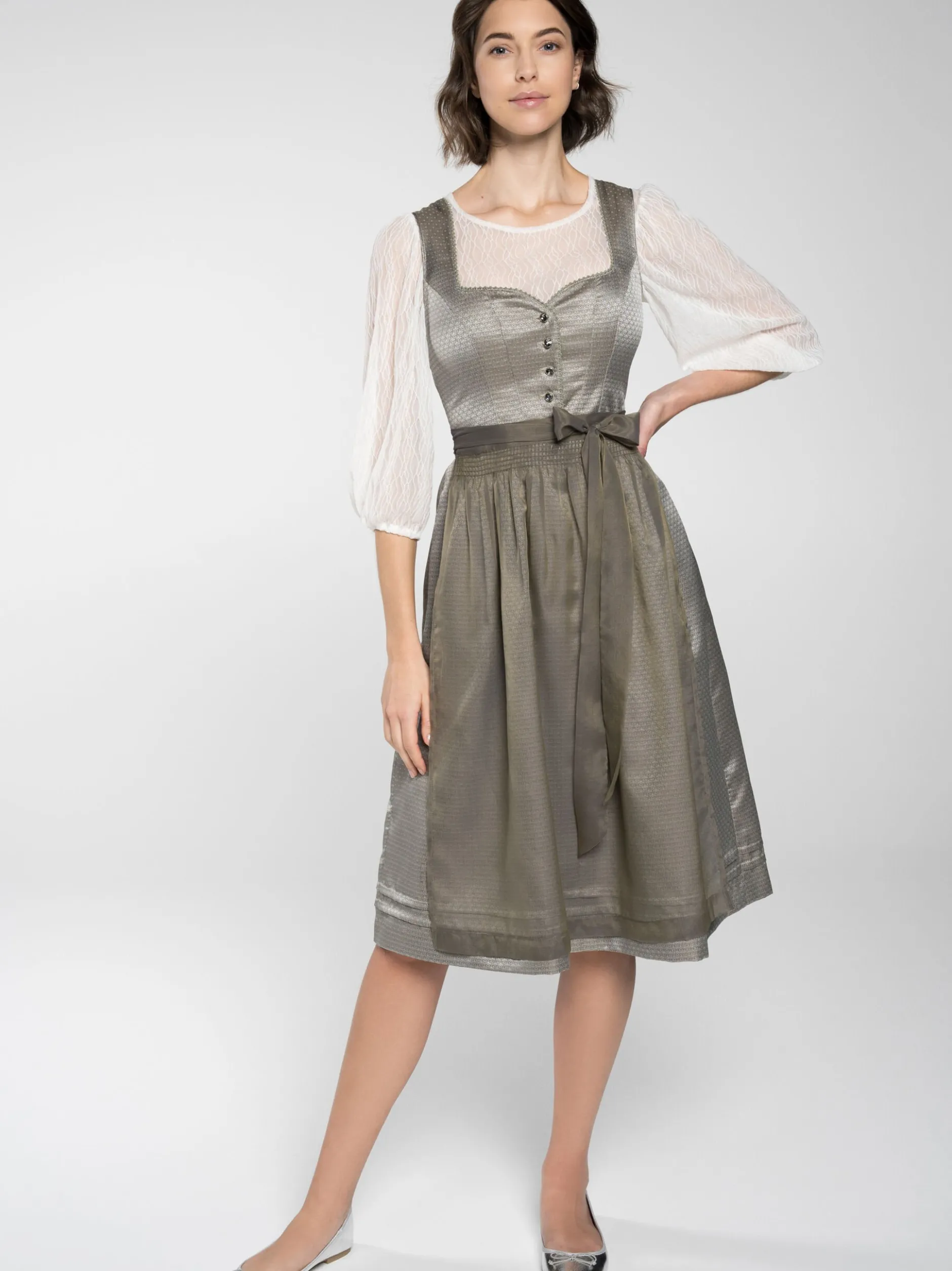 Spieth & Wenksy Damen Dirndl - Dirndl Flamingo in oliv