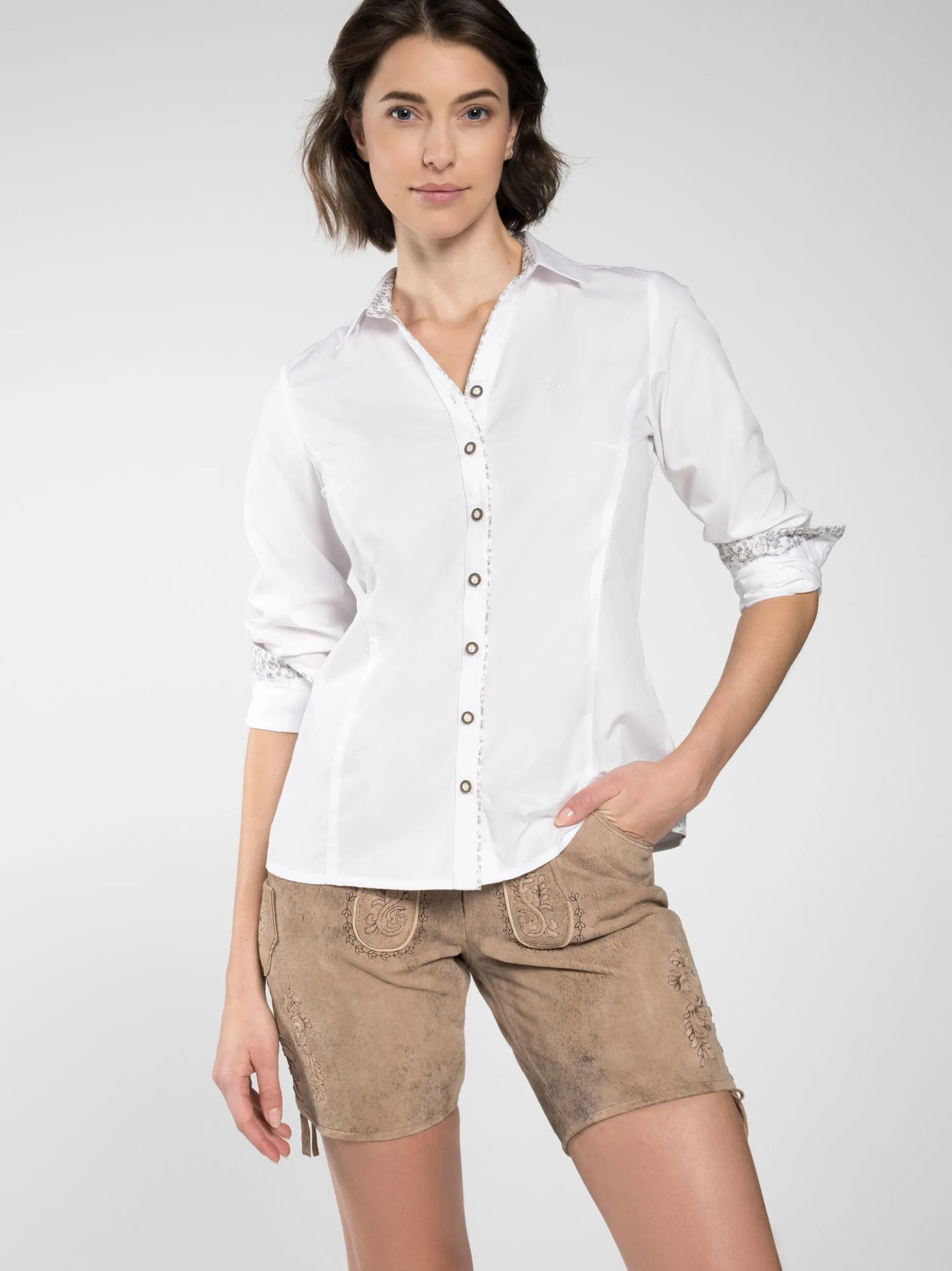 Spieth & Wenksy Damen Trachtenbluse - Filament in weiß