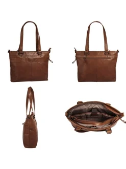 Spikes & Sparrow Damen Shopper in cognac