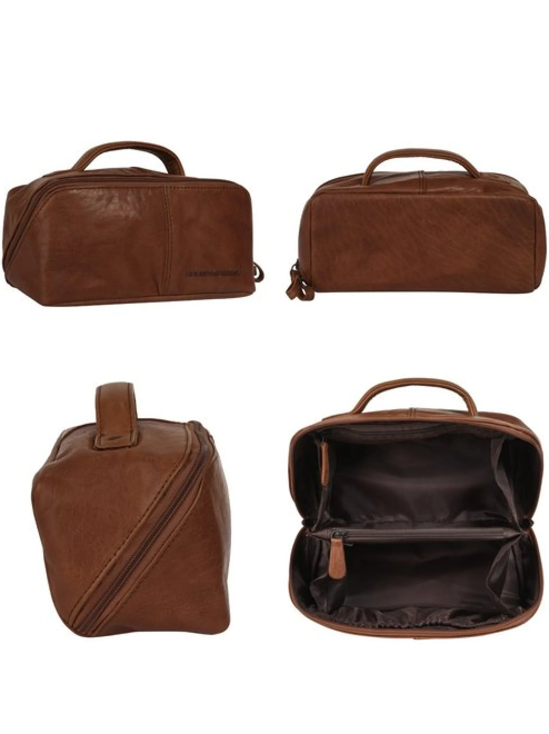 Spikes & Sparrow Unisex Kulturtasche in cognac