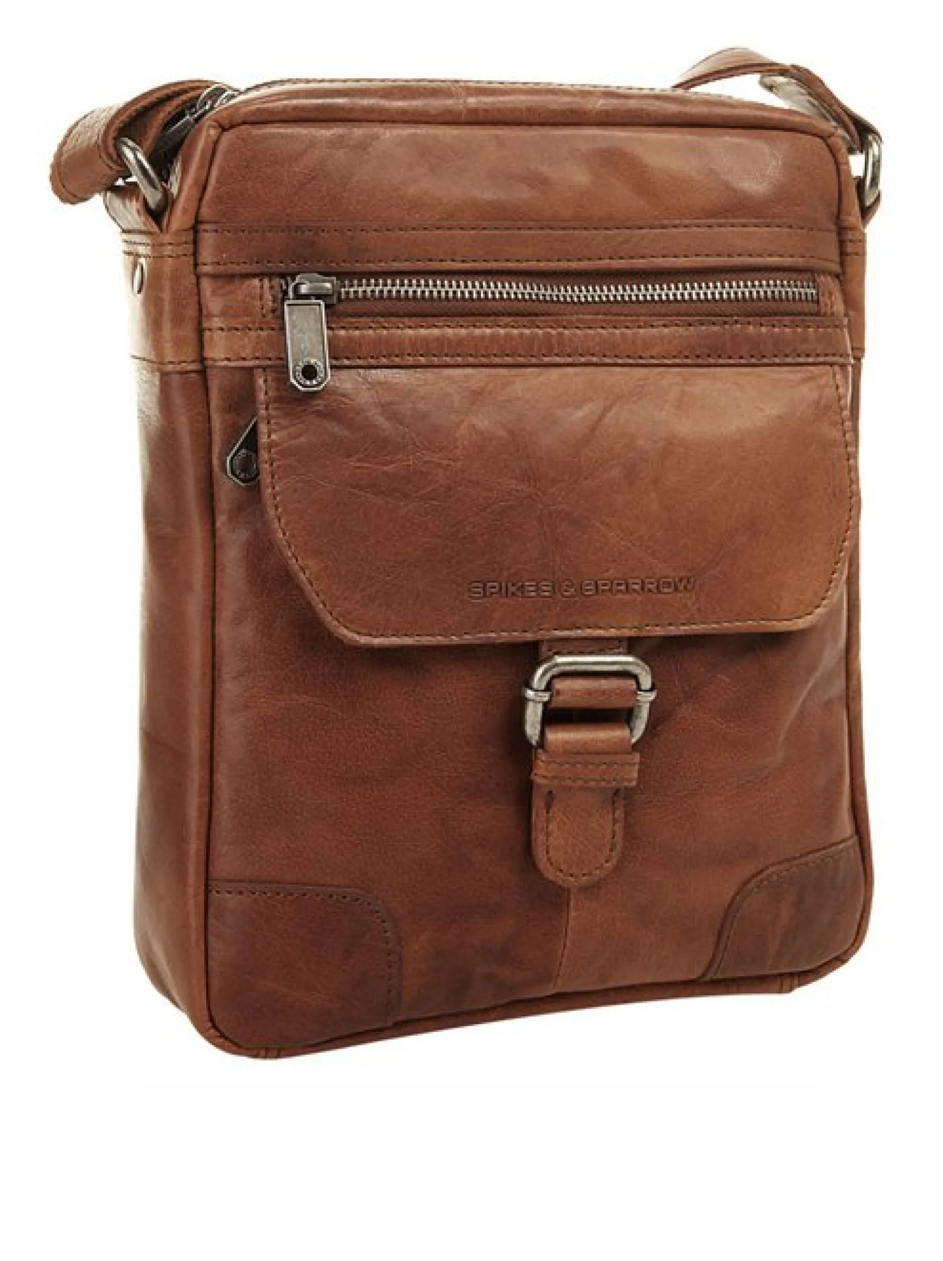 Spikes & Sparrow Unisex Umhängetasche in cognac