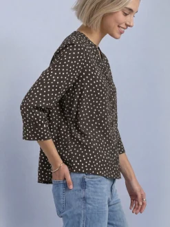 Street One Damen Bluse in schoko beige - Ärmel: 3/4 Arm