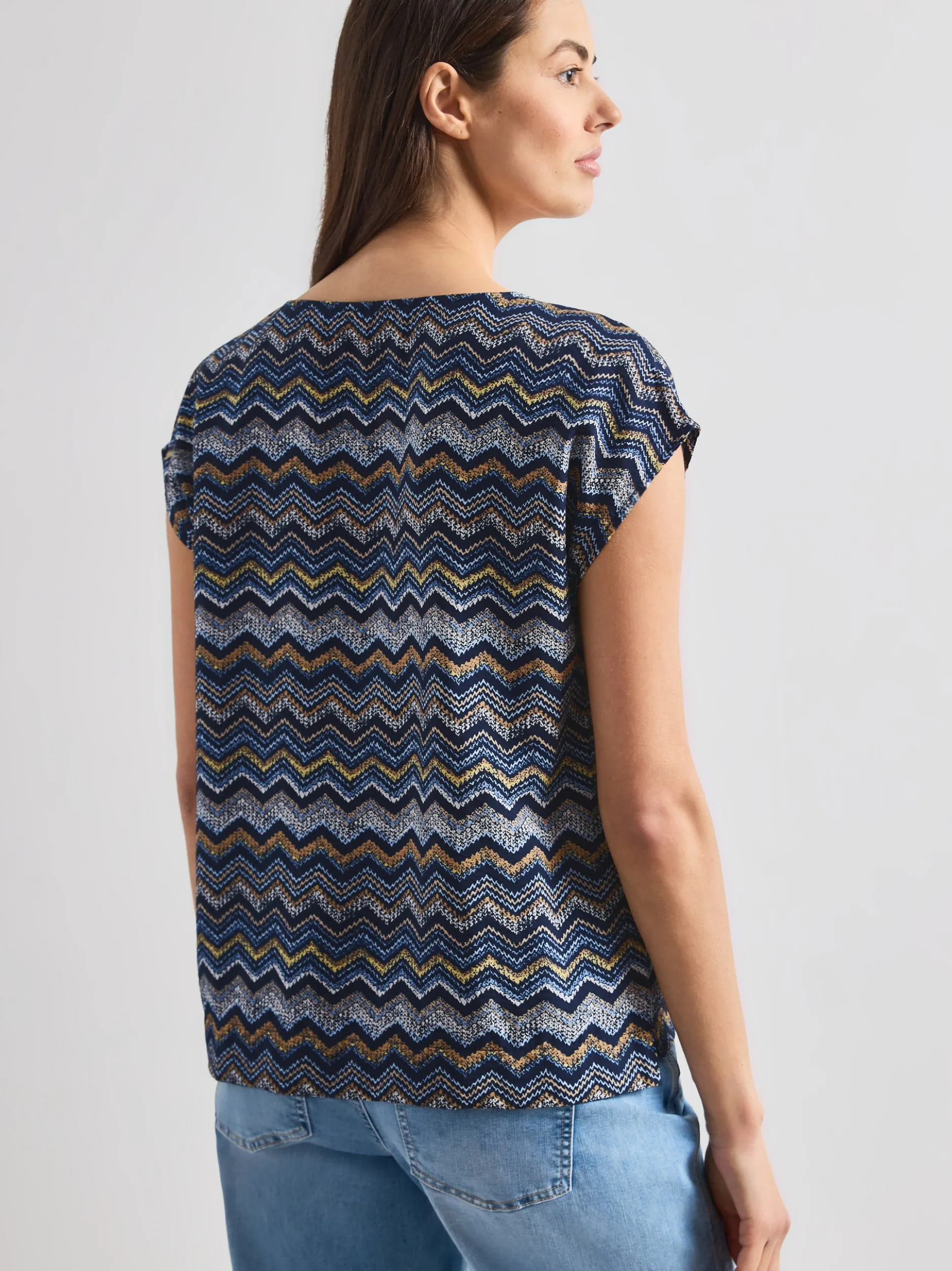 Street One Damen Blusenshirt in indigo mehrfarbig