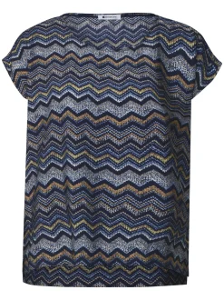 Street One Damen Blusenshirt in indigo mehrfarbig