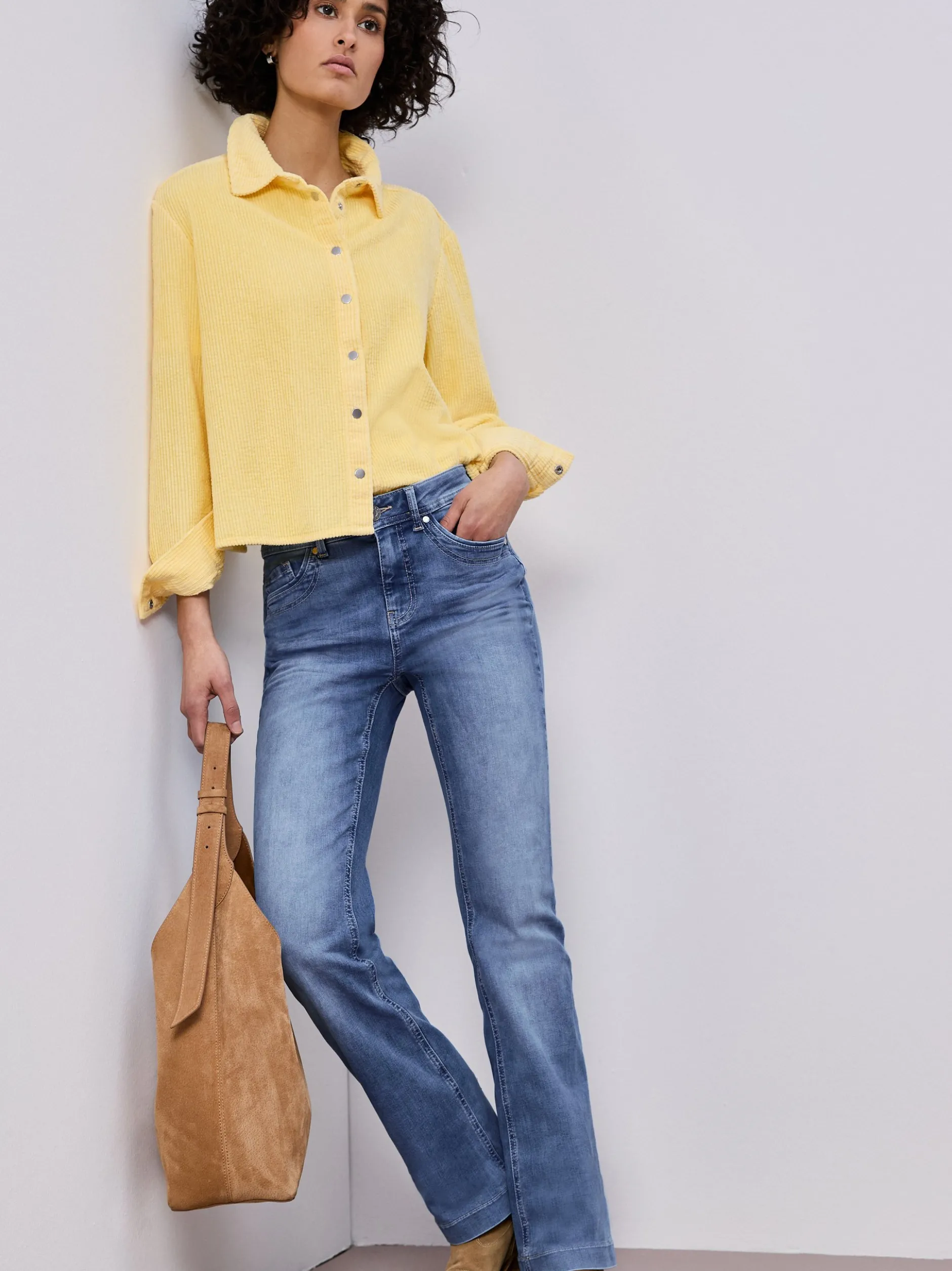 Street One Damen Bootcut Jeans in light stone