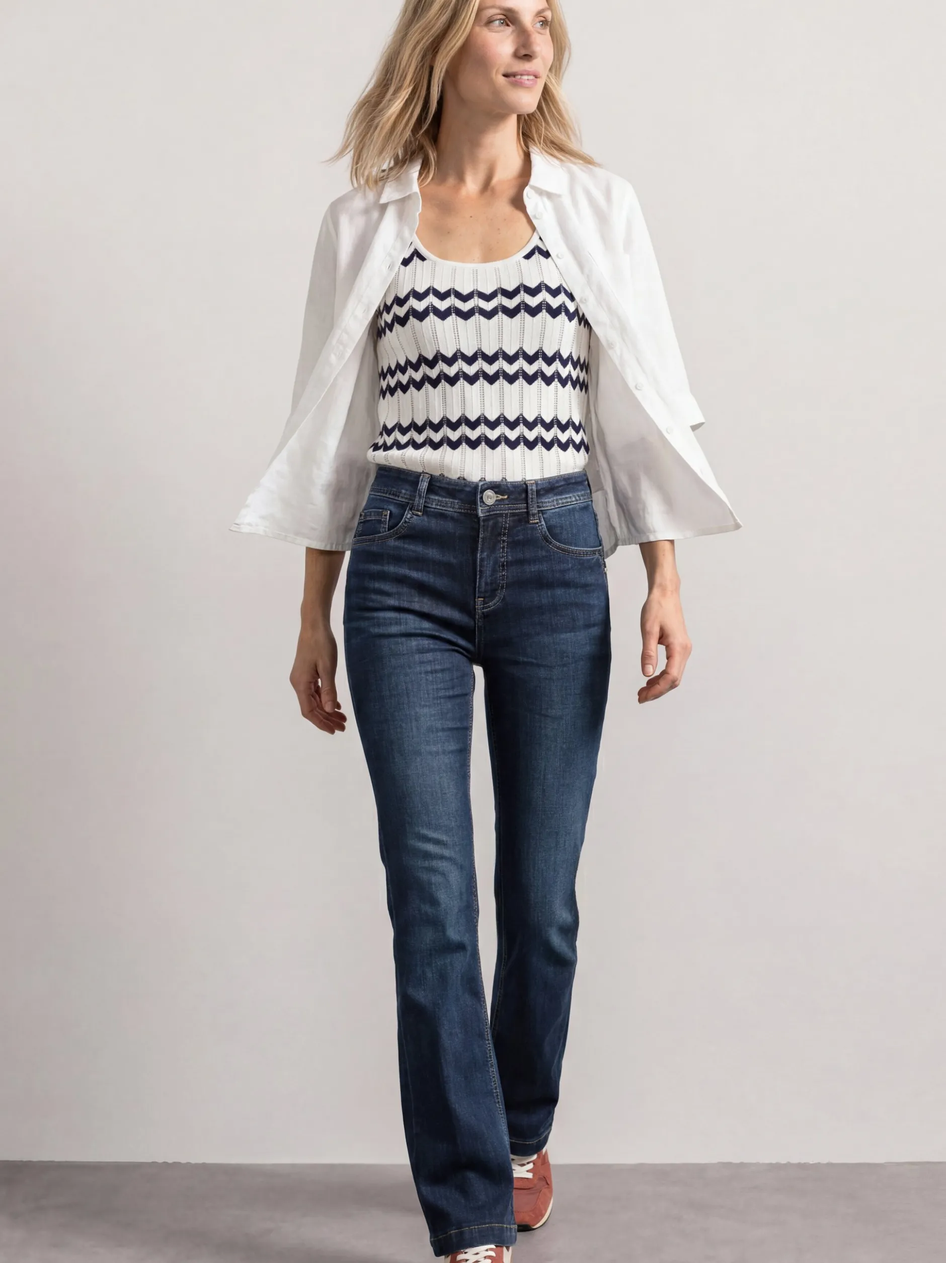 Street One Damen Bootcut Jeans in denim - Länge: lang