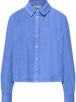 Street One Damen Cordbluse in blau - Ärmel: langarm
