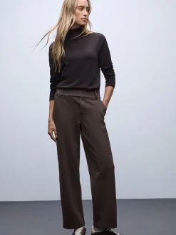 Street One Damen Jerseyhose in schoko - Länge: lang