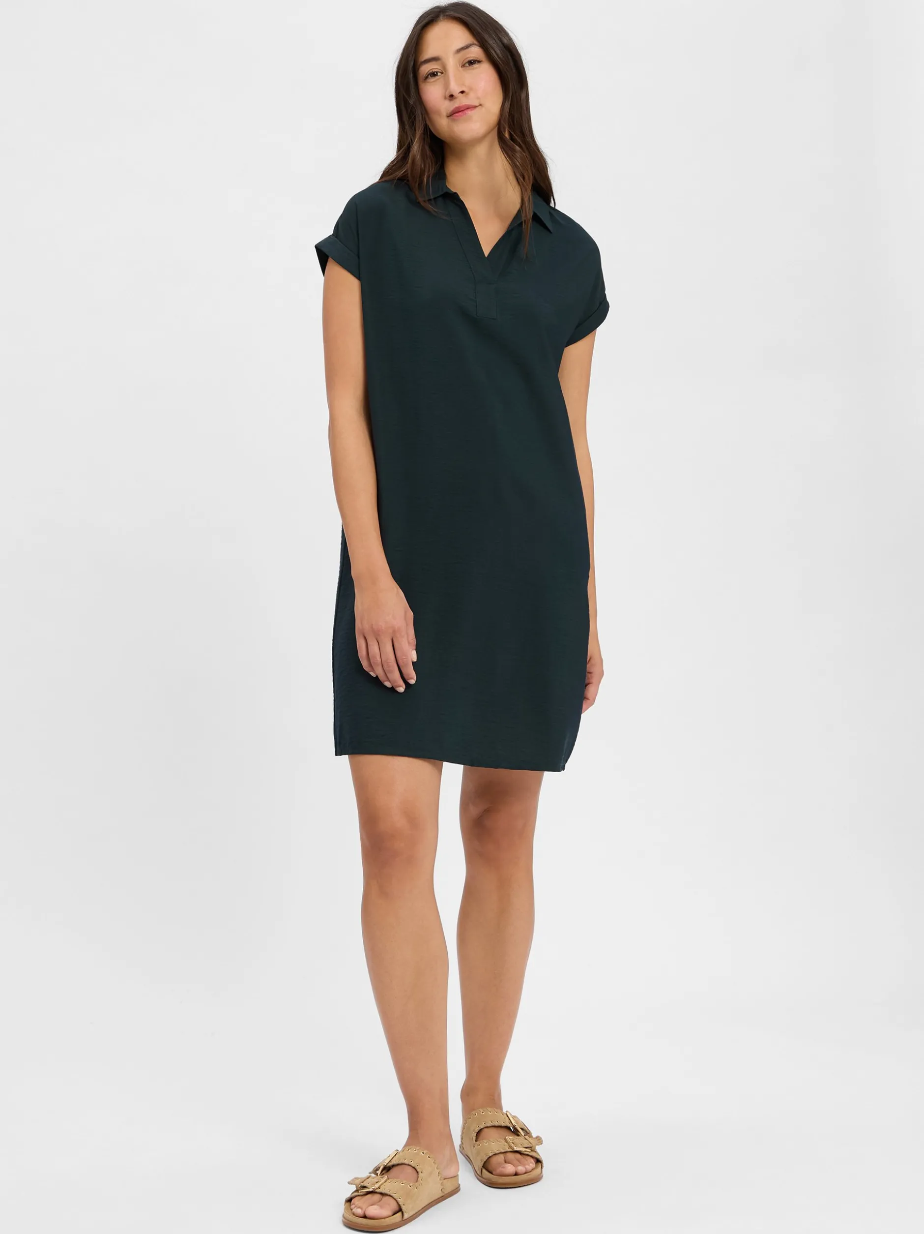 Street One Damen Kleid in tanne - Ärmel: kurzarm